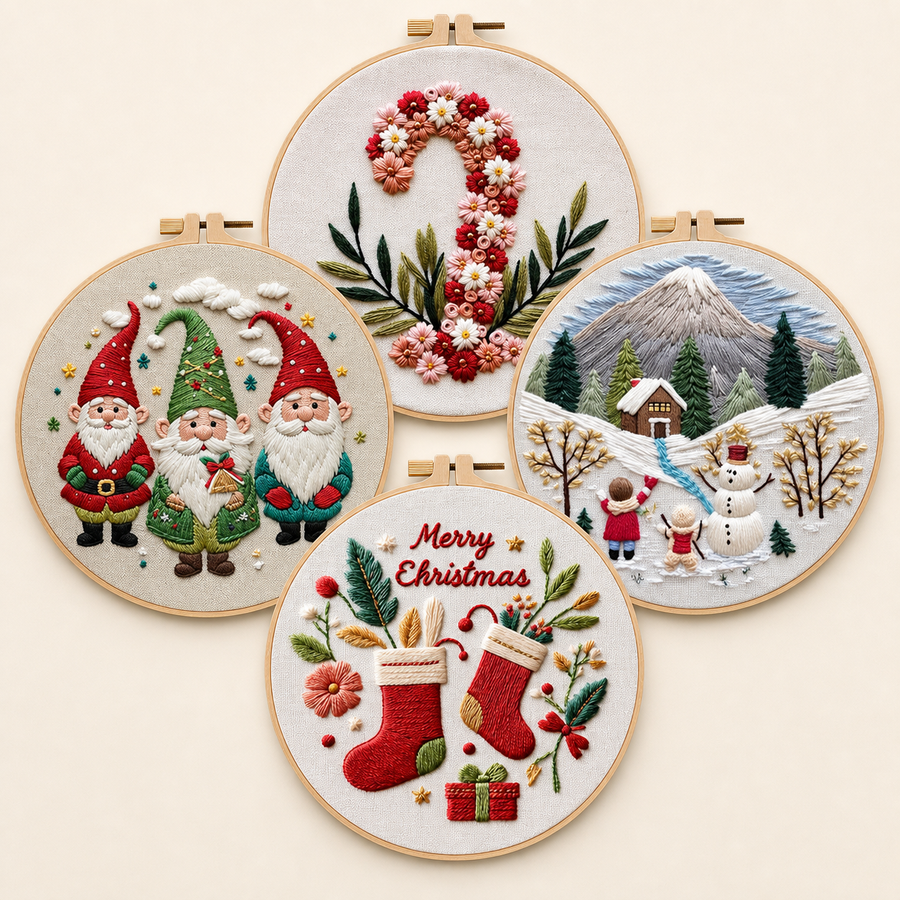Christmas Hoop Embroidery Kit Collection