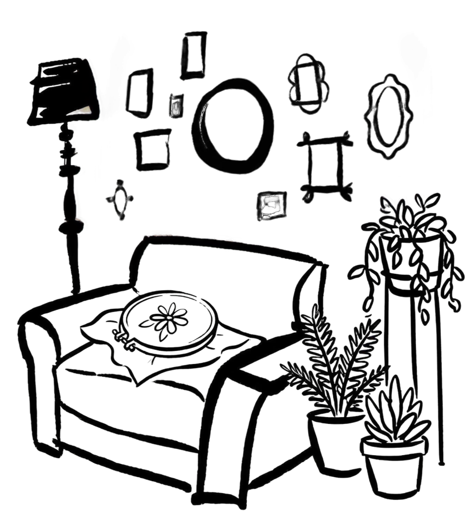 Hand-drawn creative workspace